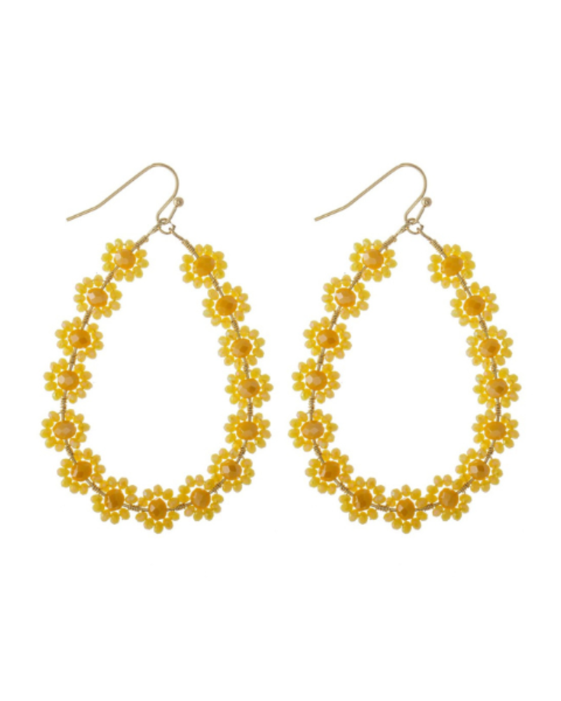 Beaded Flower Teardrop Earrings