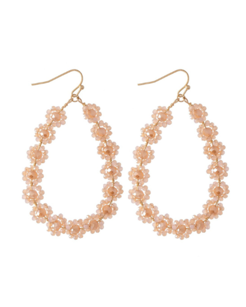 Beaded Flower Teardrop Earrings