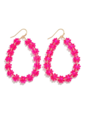 Beaded Flower Teardrop Earrings