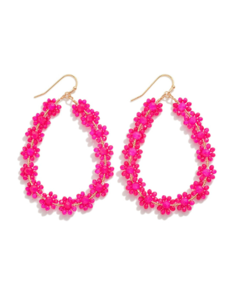 Beaded Flower Teardrop Earrings