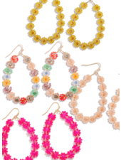 Beaded Flower Teardrop Earrings