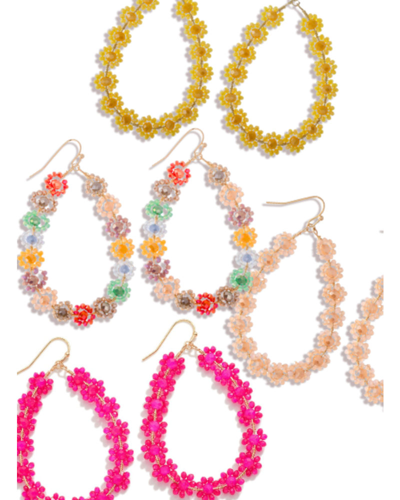 Beaded Flower Teardrop Earrings