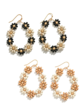 Wood Bead Flower Earrings