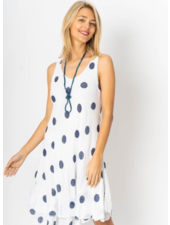 Polka Dot Print Sleeveless Dress