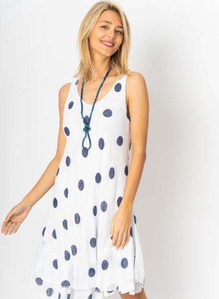 Polka Dot Print Sleeveless Dress