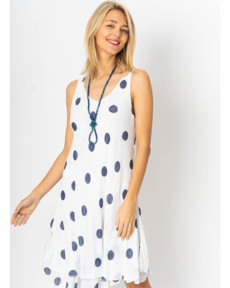 Polka Dot Print Sleeveless Dress