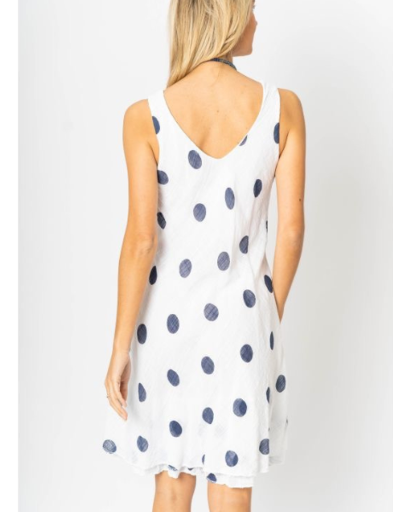 Polka Dot Print Sleeveless Dress
