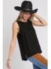 Button Back Frayed Edge Sleeveless Top