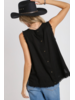 Button Back Frayed Edge Sleeveless Top