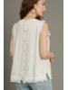 Button Back Frayed Edge Sleeveless Top