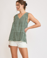 Striped Block Design Sleeveless Top