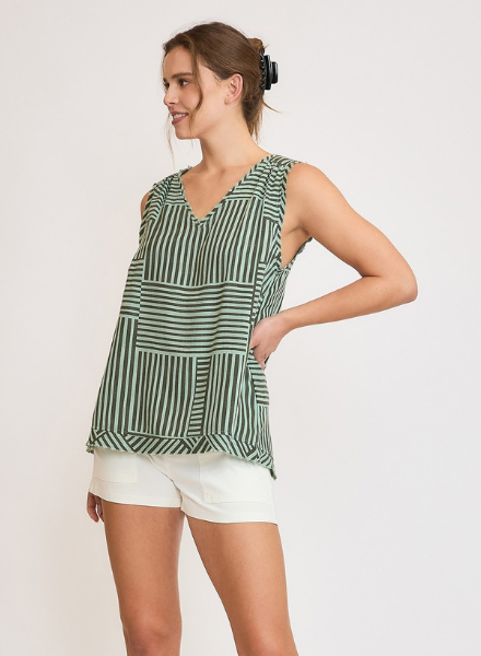 Striped Block Design Sleeveless Top