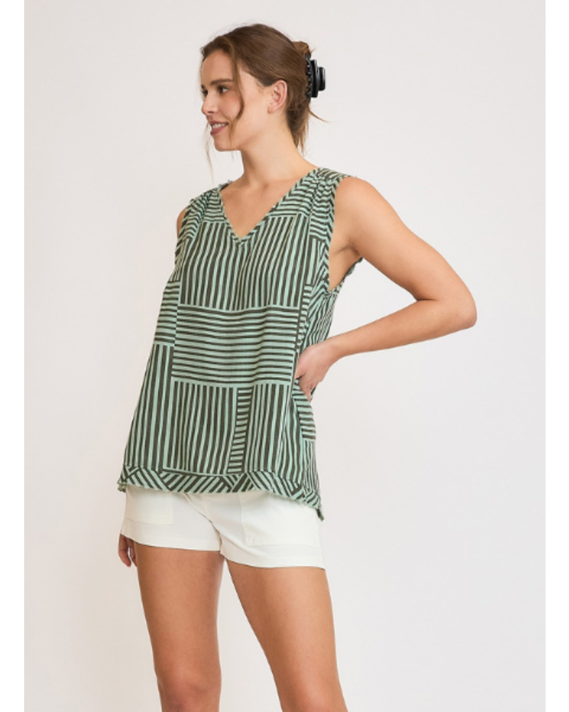 Striped Block Design Sleeveless Top