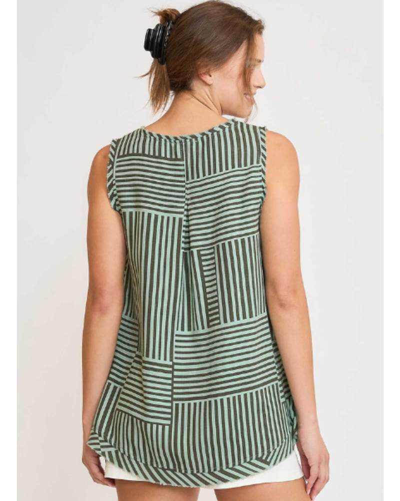Striped Block Design Sleeveless Top