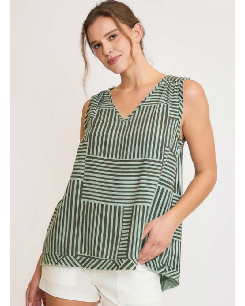 Striped Block Design Sleeveless Top