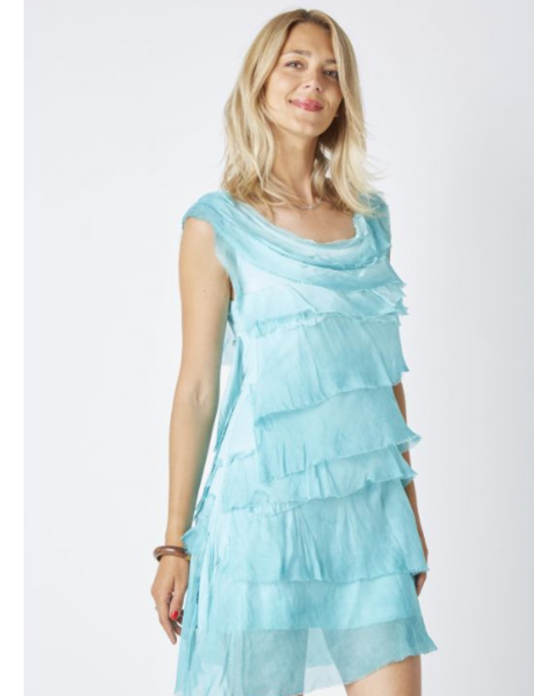 Short Silk Ruffle Dress