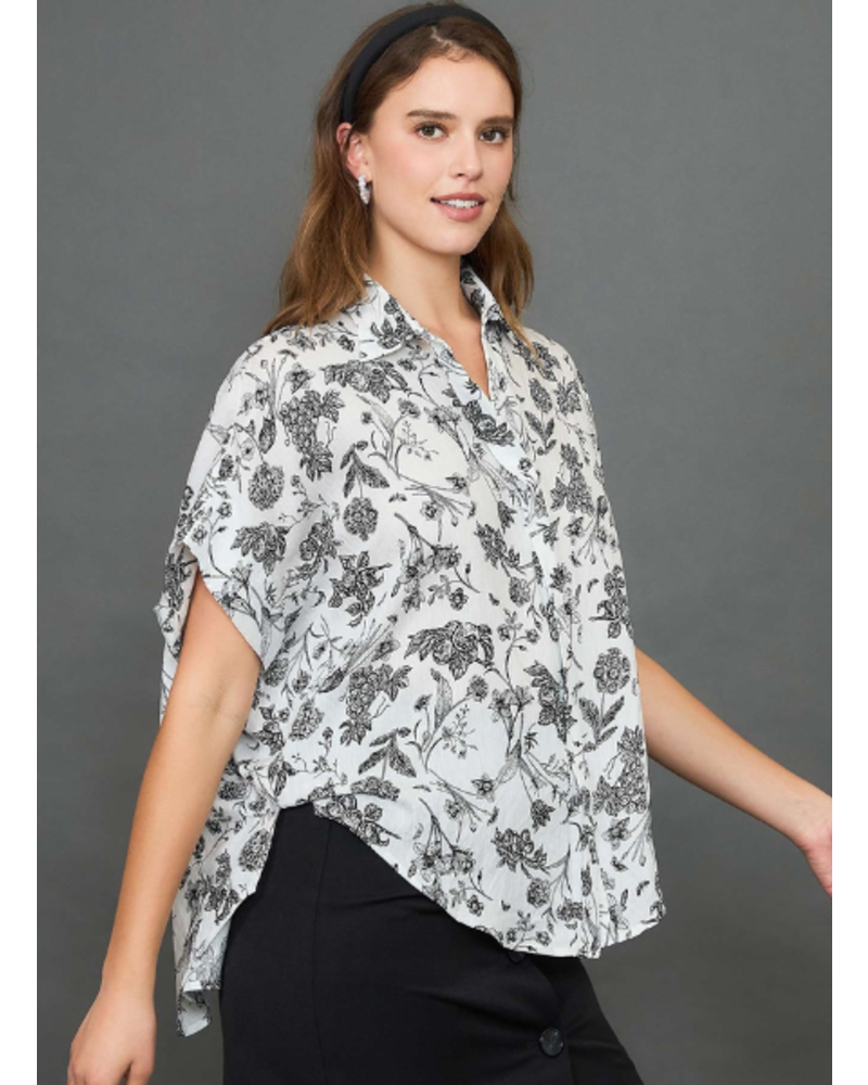 Black and White Botanicals Shirt