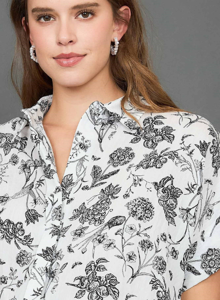 Black and White Botanicals Shirt