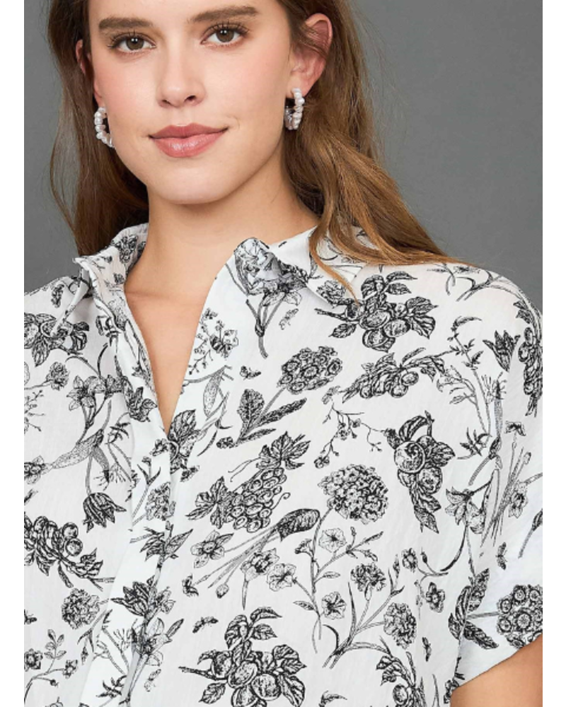 Black and White Botanicals Shirt