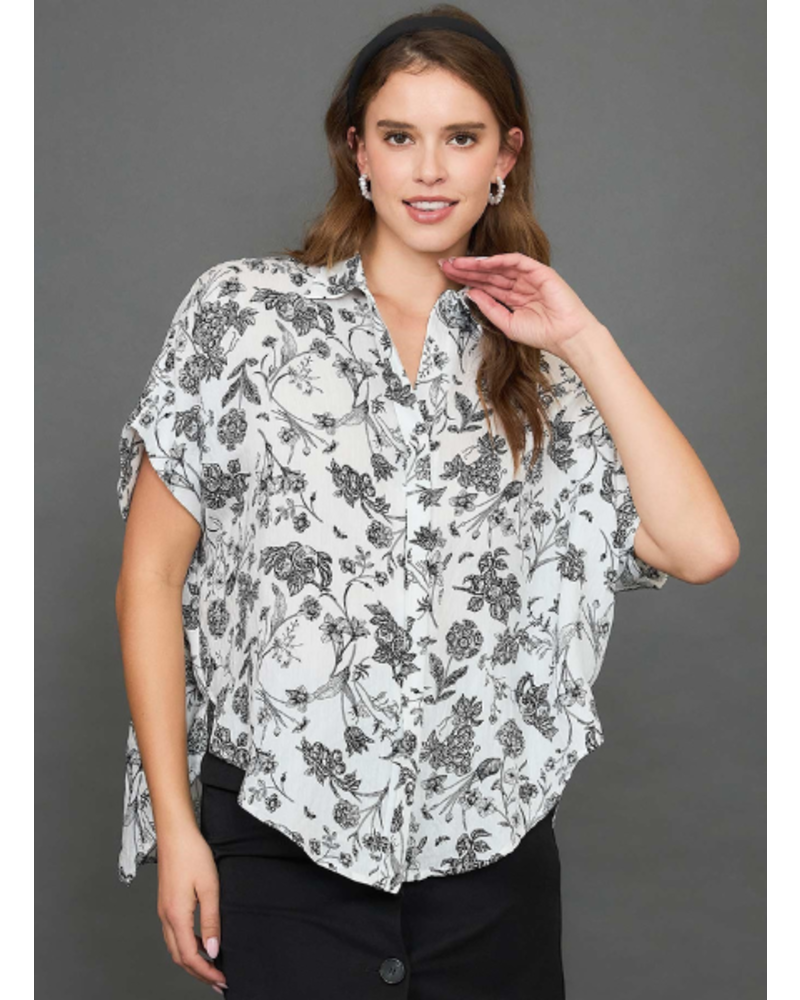 Black and White Botanicals Shirt
