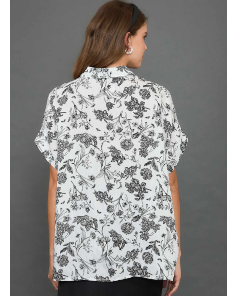 Black and White Botanicals Shirt