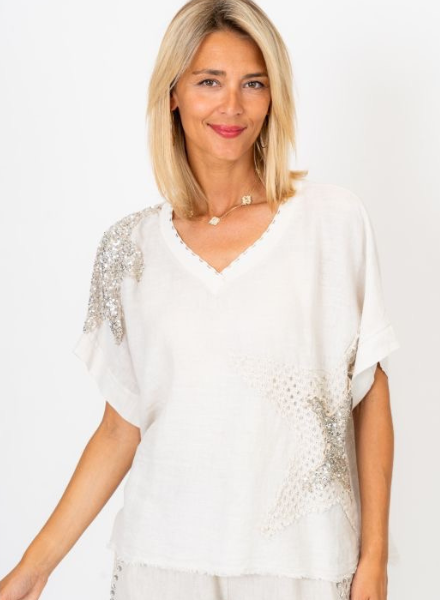 Linen Top with Layered Star