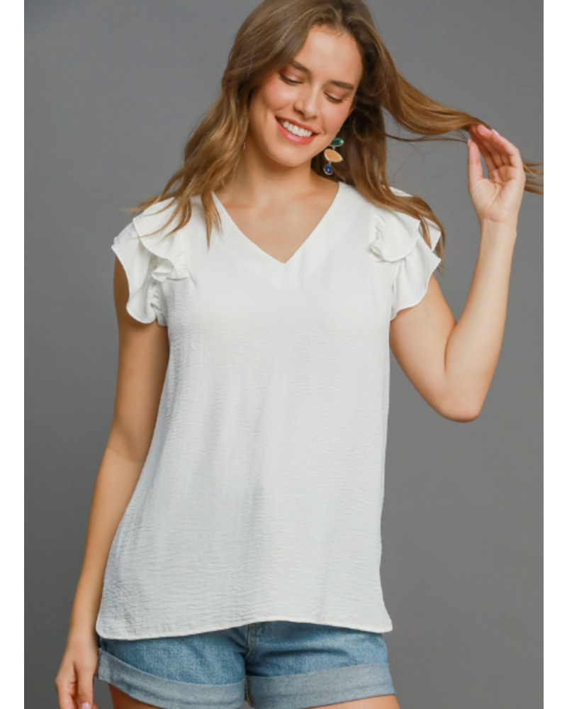 Double Flutter Sleeve Blouse