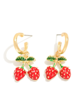 Strawberry Charm Huggie Hoops