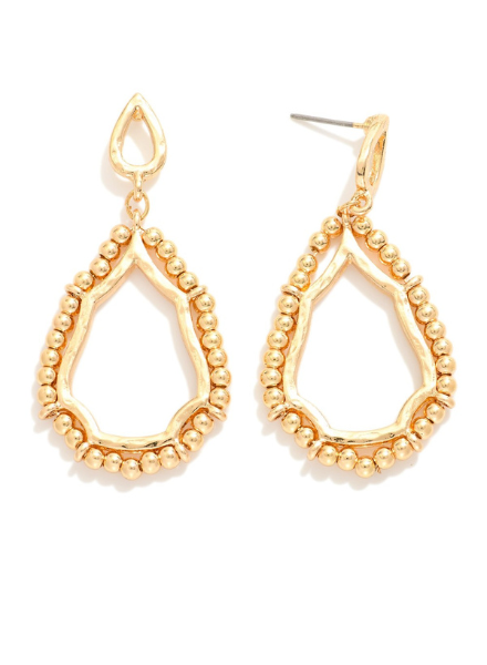 Gold Beaded Teardrop Earrings