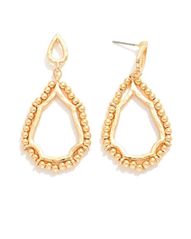 Gold Beaded Teardrop Earrings