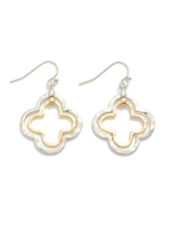 Mixed Metal Clover Earrings