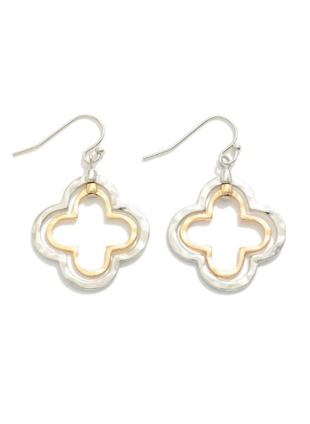 Mixed Metal Clover Earrings
