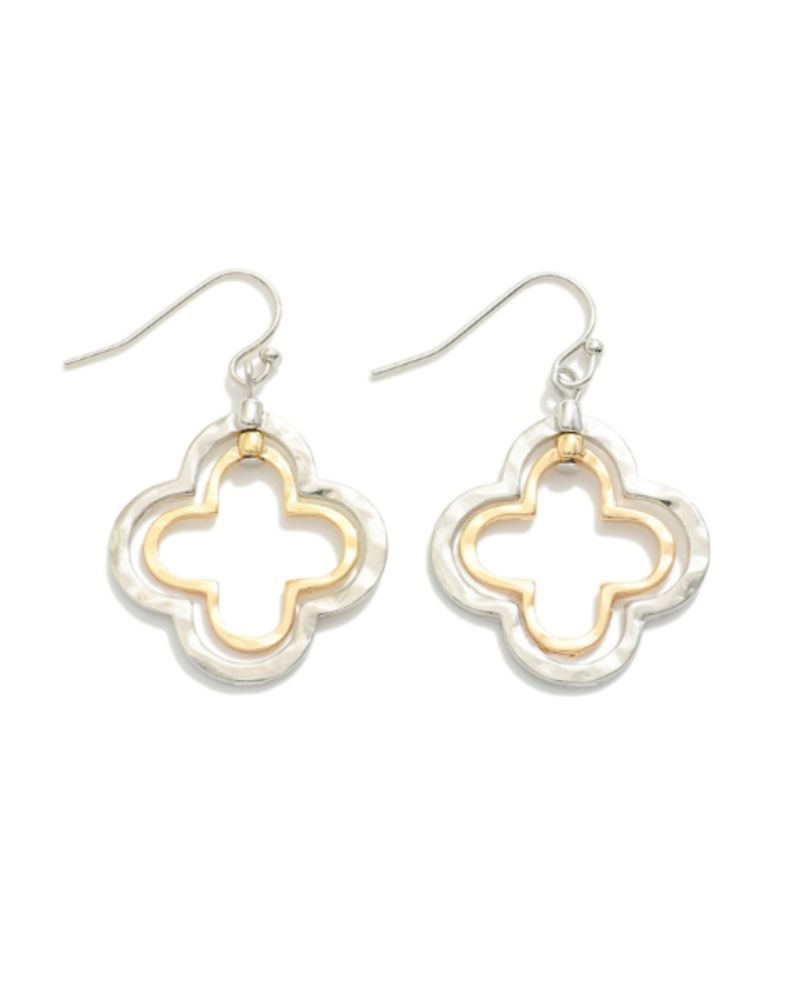 Mixed Metal Clover Earrings