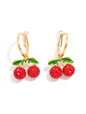 Crystal Cherry Charm Hoops