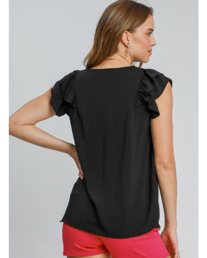 Double Flutter Sleeve Blouse