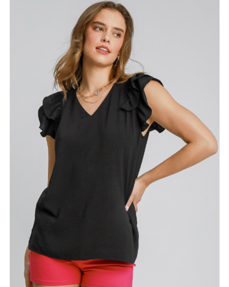 Double Flutter Sleeve Blouse