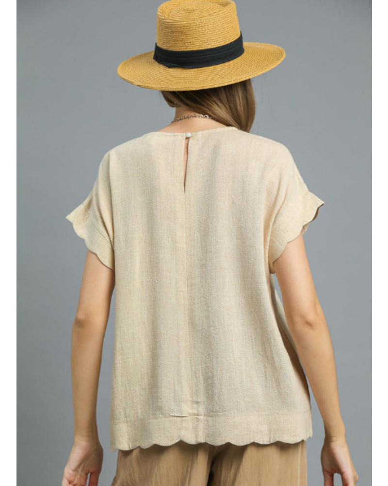 Scallop Edge Linen Top