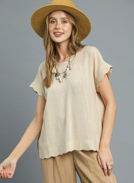 Scallop Edge Linen Top