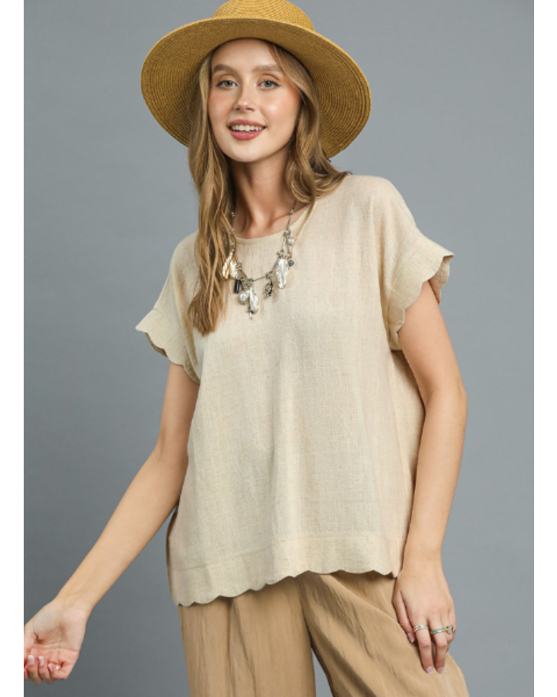 Scallop Edge Linen Top