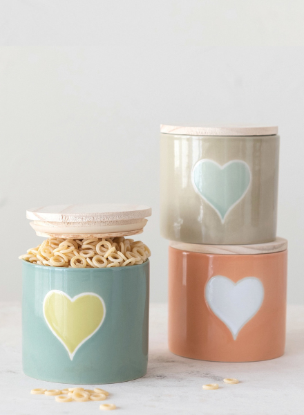 Heart Canister with Bamboo Lid