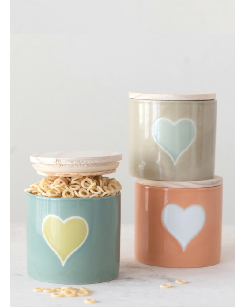 Heart Canister with Bamboo Lid