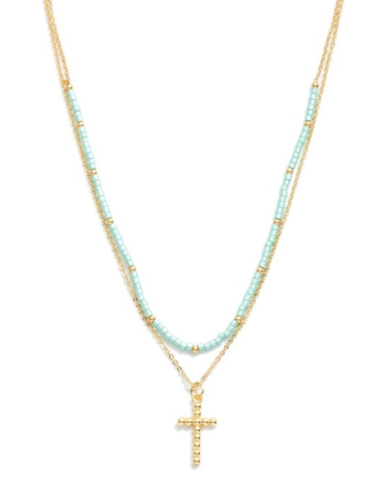 Seed Bead Cross Pendant Necklaces