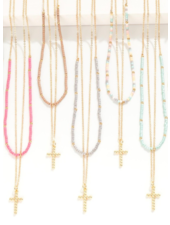 Seed Bead Cross Pendant Necklaces