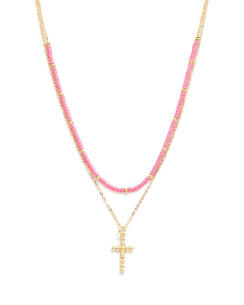 Seed Bead Cross Pendant Necklaces