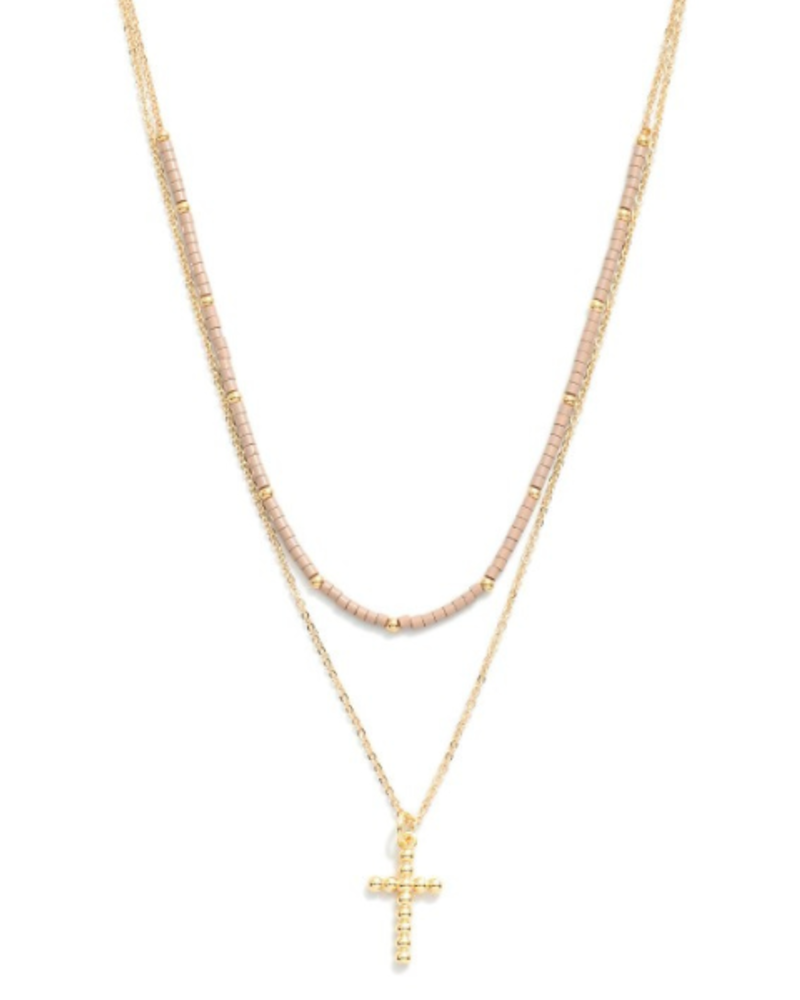 Seed Bead Cross Pendant Necklaces