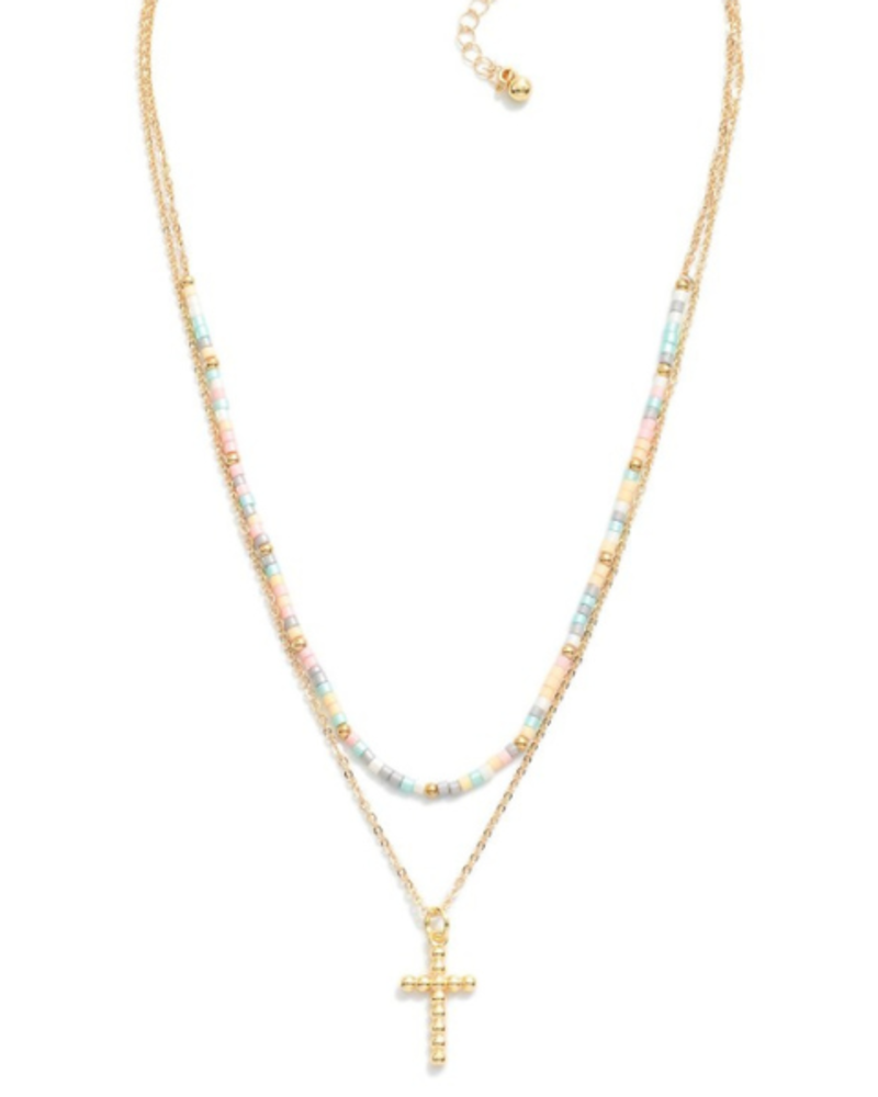 Seed Bead Cross Pendant Necklaces