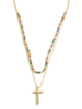 Dainty Layered Cross Necklace Beaded
