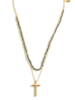 Dainty Layered Cross Necklace Beaded