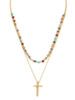 Dainty Layered Cross Necklace Beaded