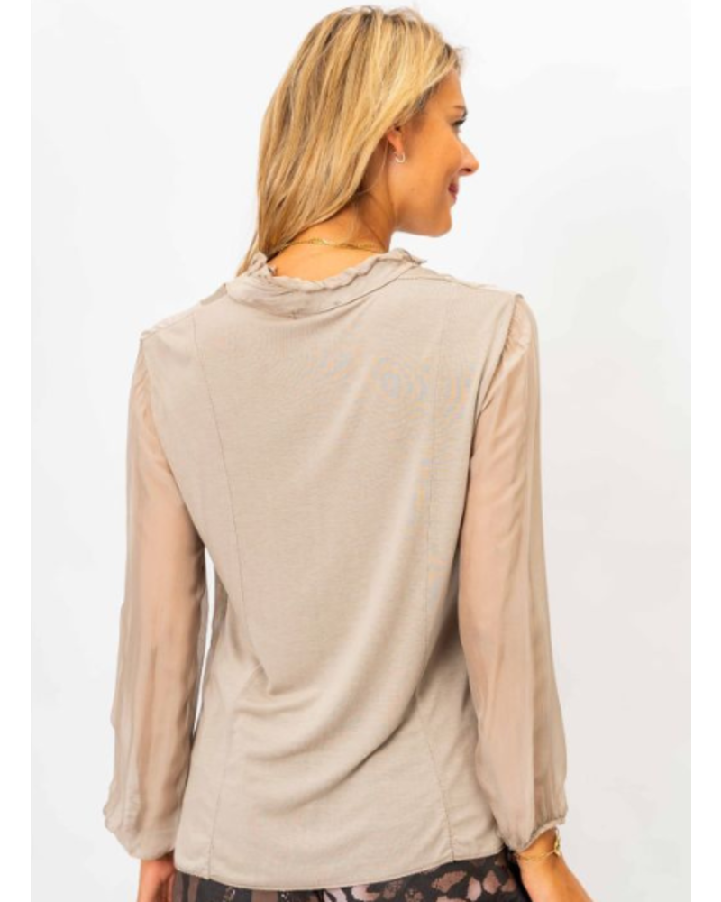 Ruffle Front Silk Blouse